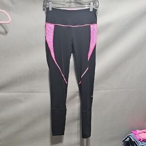 Victoria's Secret Black Leggings with Pink Mesh Accents